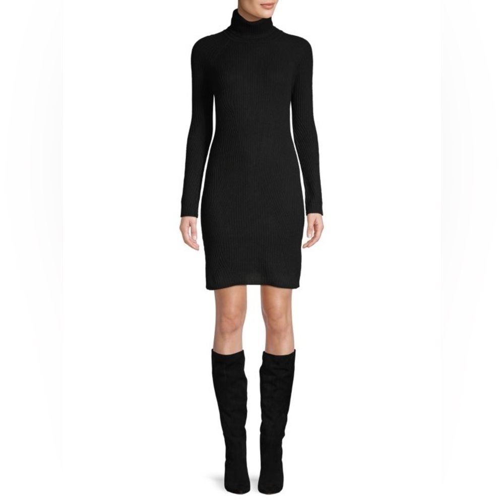 EUC - Qi Cashmere Ribbed Turtleneck Dress - Size S